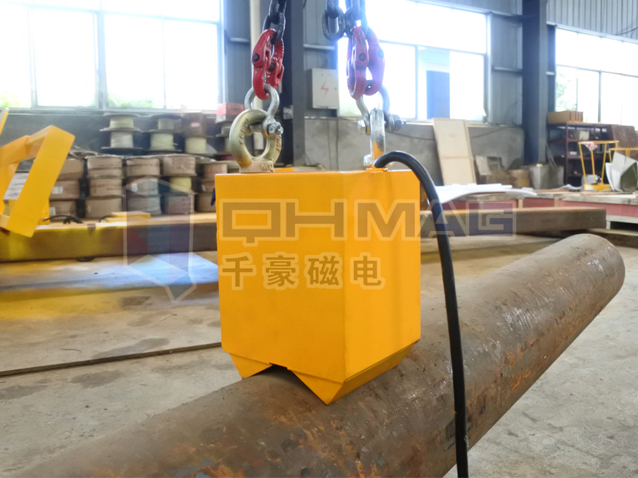 車間實測--小小電永磁鐵起吊超重實心鋼棒